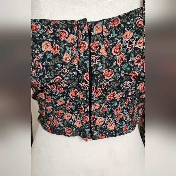 ZARA Floral Bustier Long Sleeve Crop Top. Size XS - Picture 5 of 14
